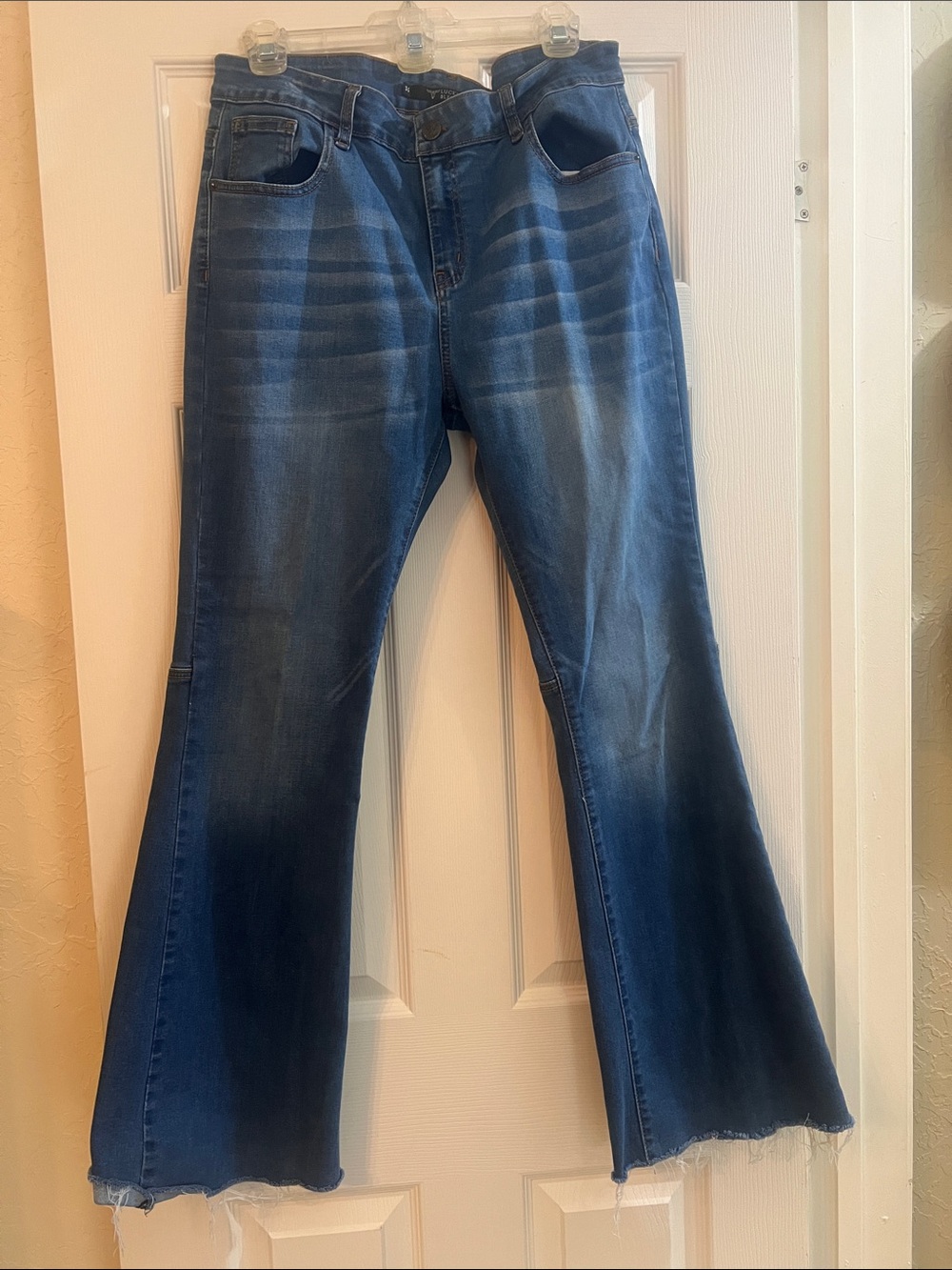 Lucky & Blessed Dark Blue Flare Jeans with Subtle Fading
